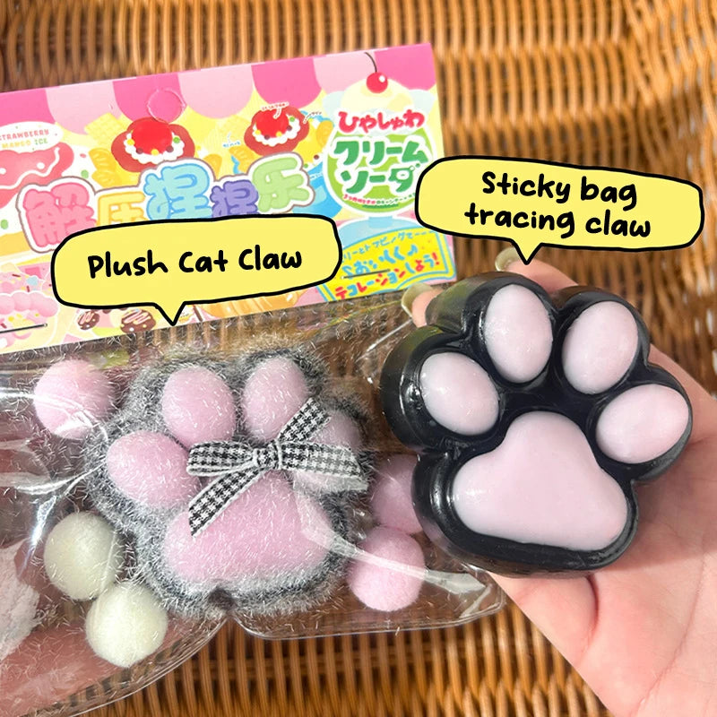 Cat Paw Mochi Taba Squishy Fidget Toy Cute Plush Cat Paw Silicone Slow Rebound Pinch Decompression Toy Stress Release Vent Toy