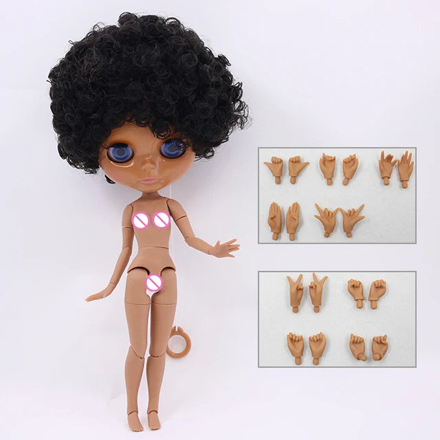 ICY DBS Blyth doll 1/6 bjd toy joint body dark skin afro hair 30cm doll  anime girls