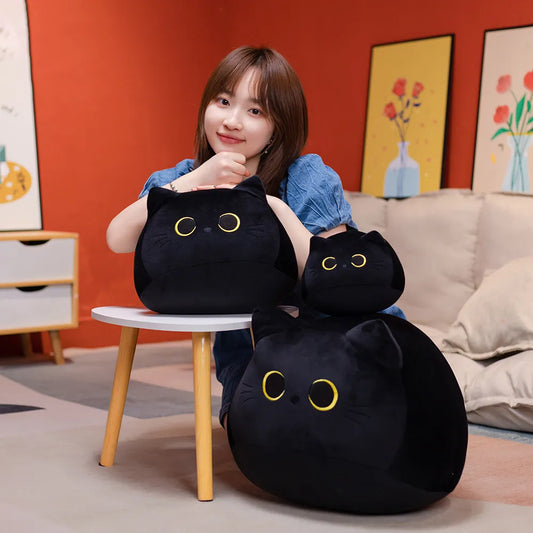 Premium 18cm/40cm/55cm Black Cat Shaped Soft Plush Pillows - Plushy Mart