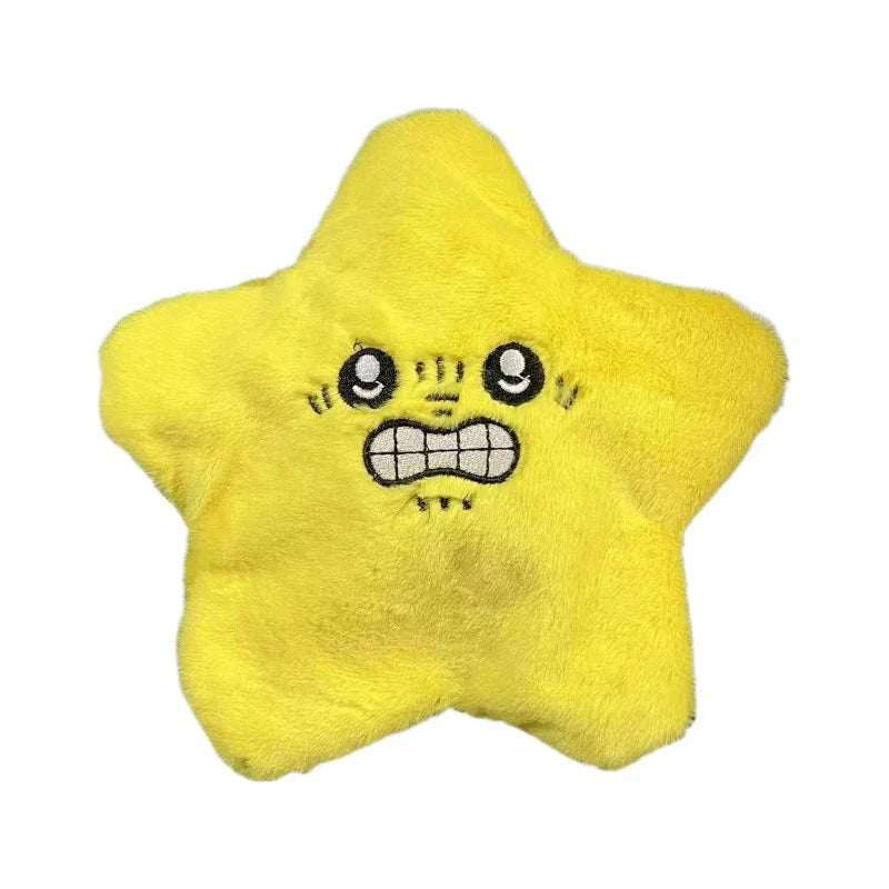 Angry Moving Jumping Stars Plush Toy Cute Yellow Pentagonal Heart Expression Stars Plush Soft Kawaii  Fun Toy Gift for Kid Adult