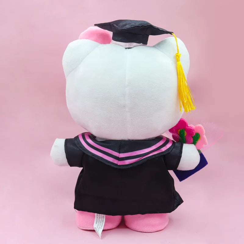 Sanrio Anime Plush 25cm Cinnamoroll My Melody Kuromi Hello Kitty Graduation Plushie Doll Kawaii Soft Stuffed Graduation Gifts