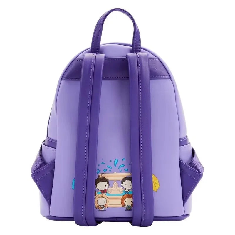 New Loungefly Friends Tv Series Front Door Chibi Art Womens Double Strap Shoulder Bag Purse Cute Cartoon Girl'S Casual Backpack