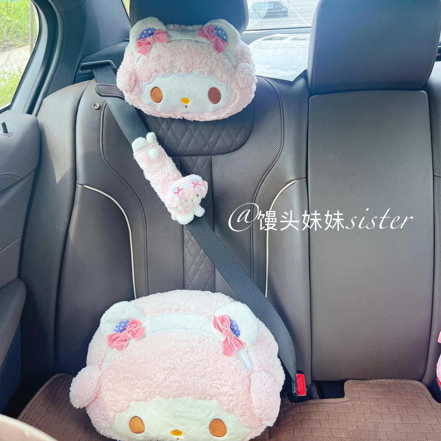 Sanrio Sweet Girl My Melody Back Cushion Headrest Seat Belt Cover Stuffed Anime Cuddly Pillow Sofa Bed Home Decor Xmas Gifts