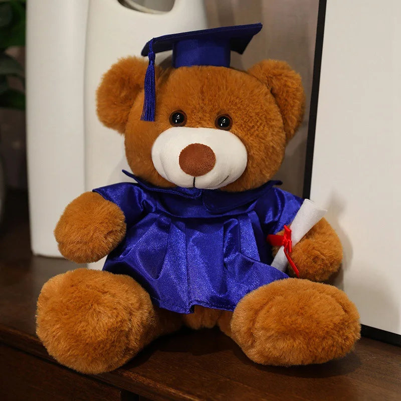 33cm High Quality Cute Graduate Dr. Bear Plush Toy Stuffed Teddy Bear Kawaii Toys for Kids Student Funny Graduation Gift