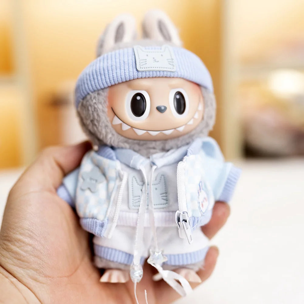 17cm Mini Plush Doll'S Clothes Outfit Accessories For Korea Kpop Exo Labubu Idol Couple college style casual suit Clothing Gift