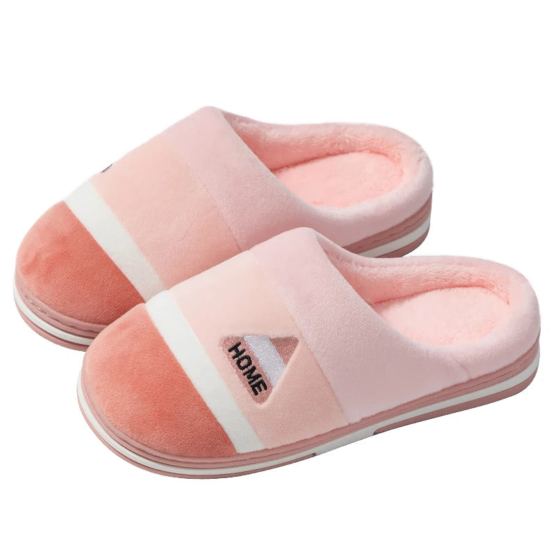 Feslishoet Winter Women Slippers Waterproof Warm TPR Plush Slides Home Thick Sole Non-Slip Solid Sandals Indoor and Outdoor