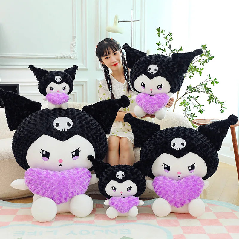 55cm Sanrio Kuromi Plush Toys Soft Filling Plush Doll Girl's Bed Companion Sleeping Room Decoration Doll Gifts for Kids