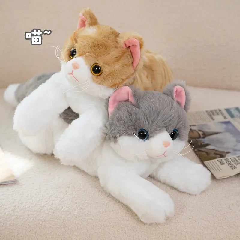 Realistic Cute Lying Cat Doll Plush Toy Soft Stuffed Animal simulation Pet Kitten Pillow Home Decor for Girls Kids Birthday Gift