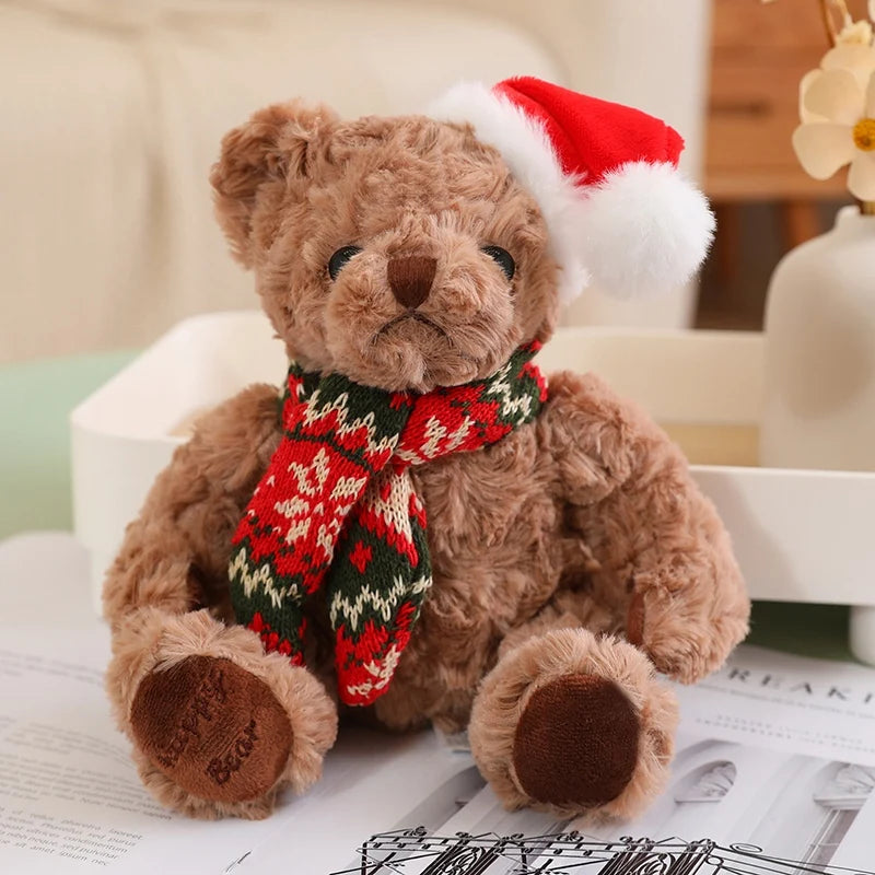 1pc 20cm Christmas Teddy Bear Dressing Up Soft Stuffed Animals Bear Plush Toys Doll For Kids Girlfriends Birthday Elegant Gift