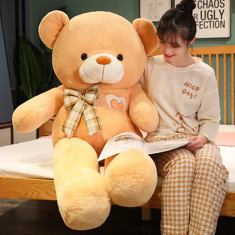 Giant Teddy Bear Plush Toy Cute Stuffed Soft Animal Bear with Ribbon Doll for Kids Baby Children Birthday Gift Valentine's Gift