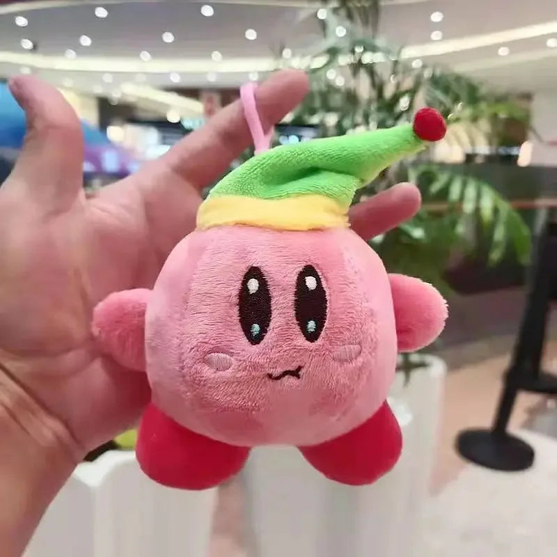 13cm Pink Kirby Anime Plush School Bag Small Pendant Keychain Stuffed Cartoon Doll Birthday Decorative Accessories Christmas