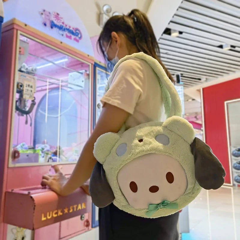 Sanrio Plush Cinnamoroll Melody Kuromi Women Tote Handbags Shoulder Bags Fashion Female Messenger Bags Purses Xmas Gifts