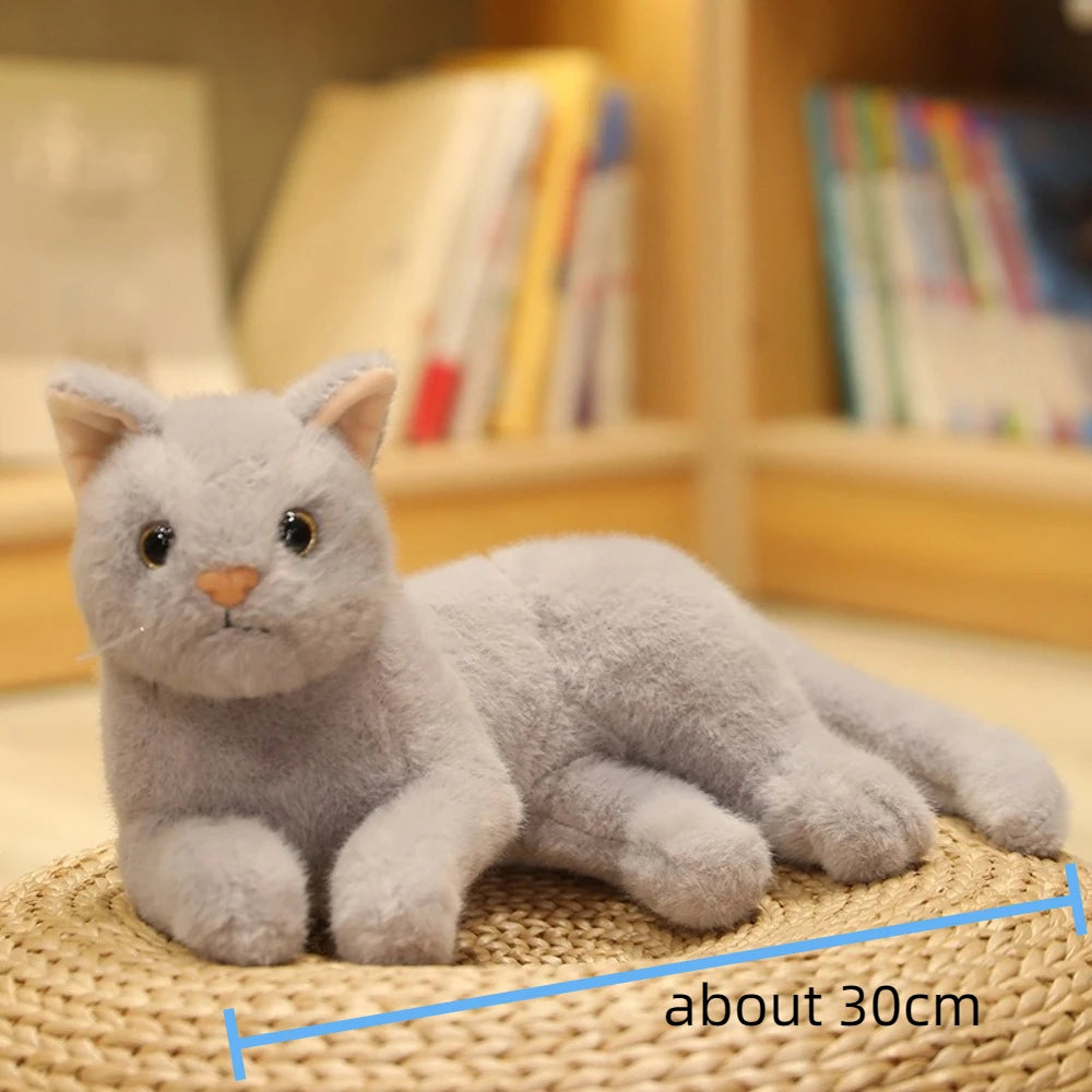 New Soft Black Cat Plush Toy Fluffy Lifelike Cat Plush Doll Stuffed Animals Creative Plush Kittens Birthday Christmas Party Gift