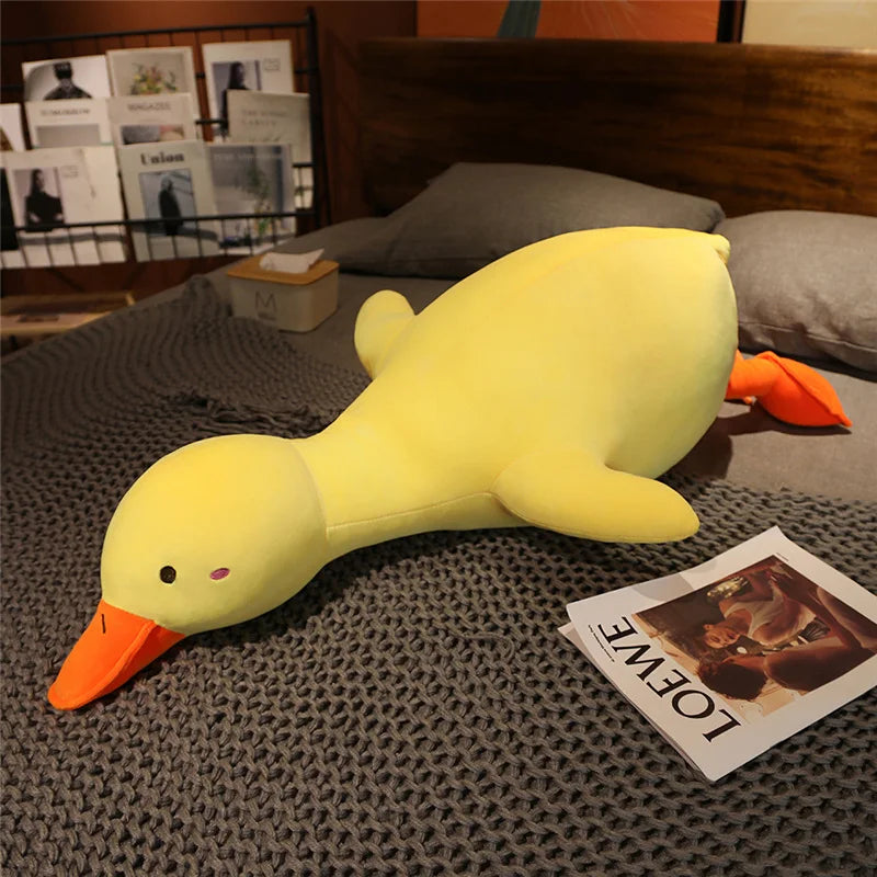 Cute Soft White Goose Huggable Throw Pillow Comfortable Yellow Duck Plush Toy Back Cushion Decorative Pillow For Sofa Bed Gifts