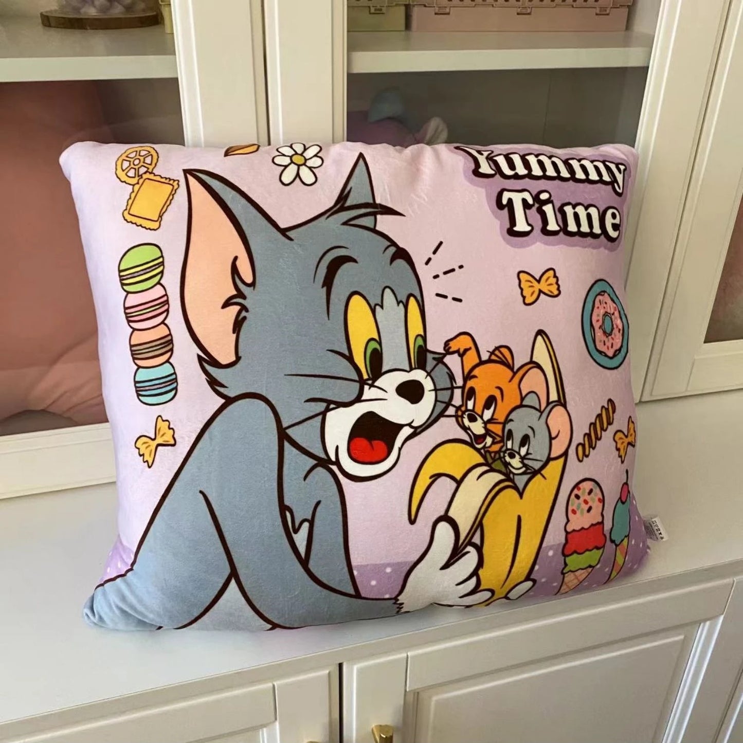 Very Soft Tom and Jerry Plushies Cuddly Pillow Sofa Bed Comfortable Back Cushion Home Decor Cartoon Anime Printing Plush Toy