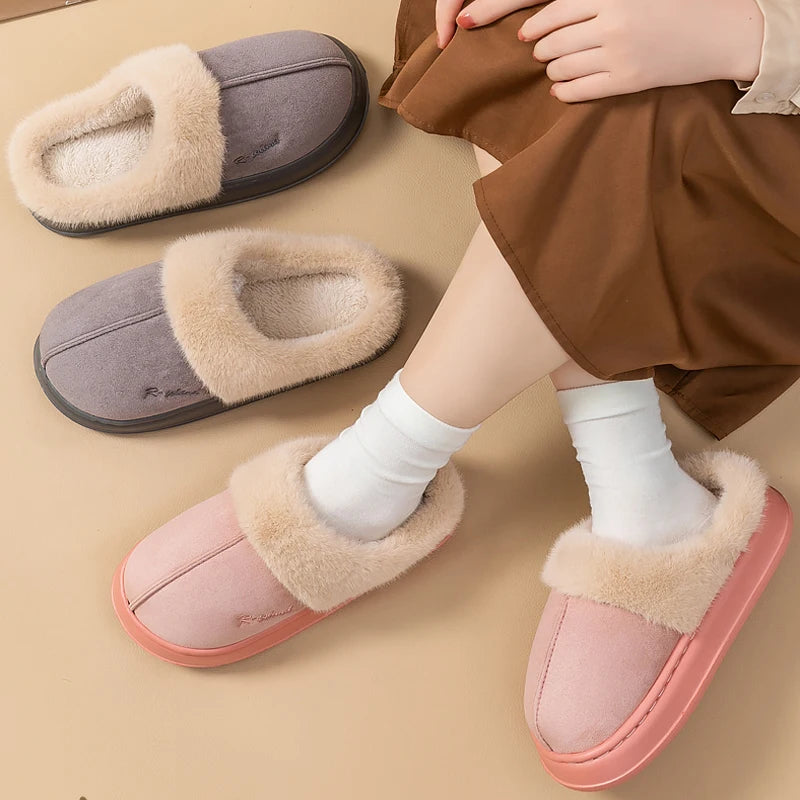 Platform Fluffy Slippers Women House Flats Fashion Plush Winter Designer Shoes Ladies Home Elegant Casual Footwear Big Size