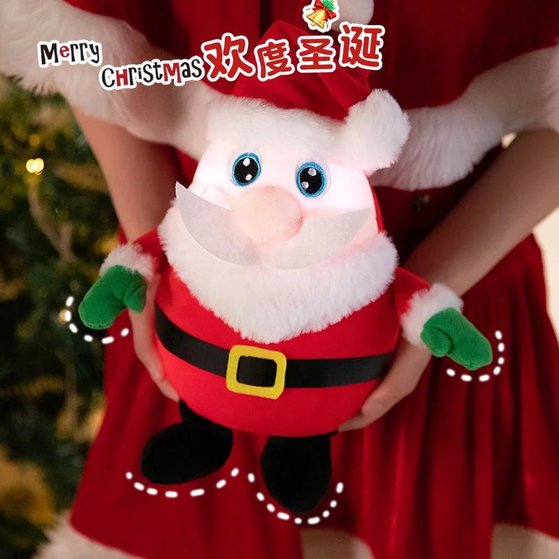 1pc Creative Christmas Luminous Santa Claus Elk Snowman Plush Stuffed Toys Lovely Sing Christmas Music Doll Happy New Year Gift