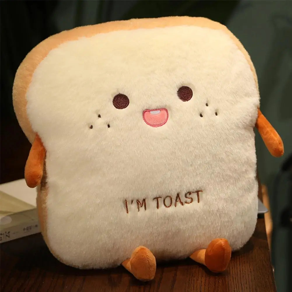 Plush Toast Bread Pillow Cute Simulation Food Hot Dog Soft Doll Hand Warmer Pillow Cushion Home Decor Kids Toys Birthday Gift