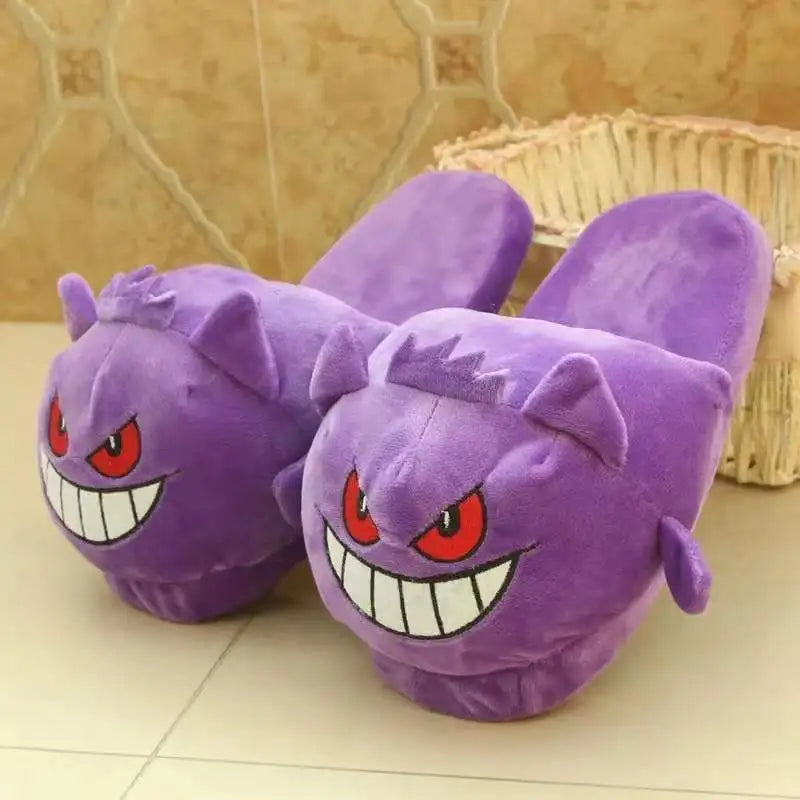 Anime Pokemon Cotton Warm Slipper Pikachu Gengar Snorlax Autumn Winter Indoor Shoes Stuffed Dolls Women Plush Home Slippers