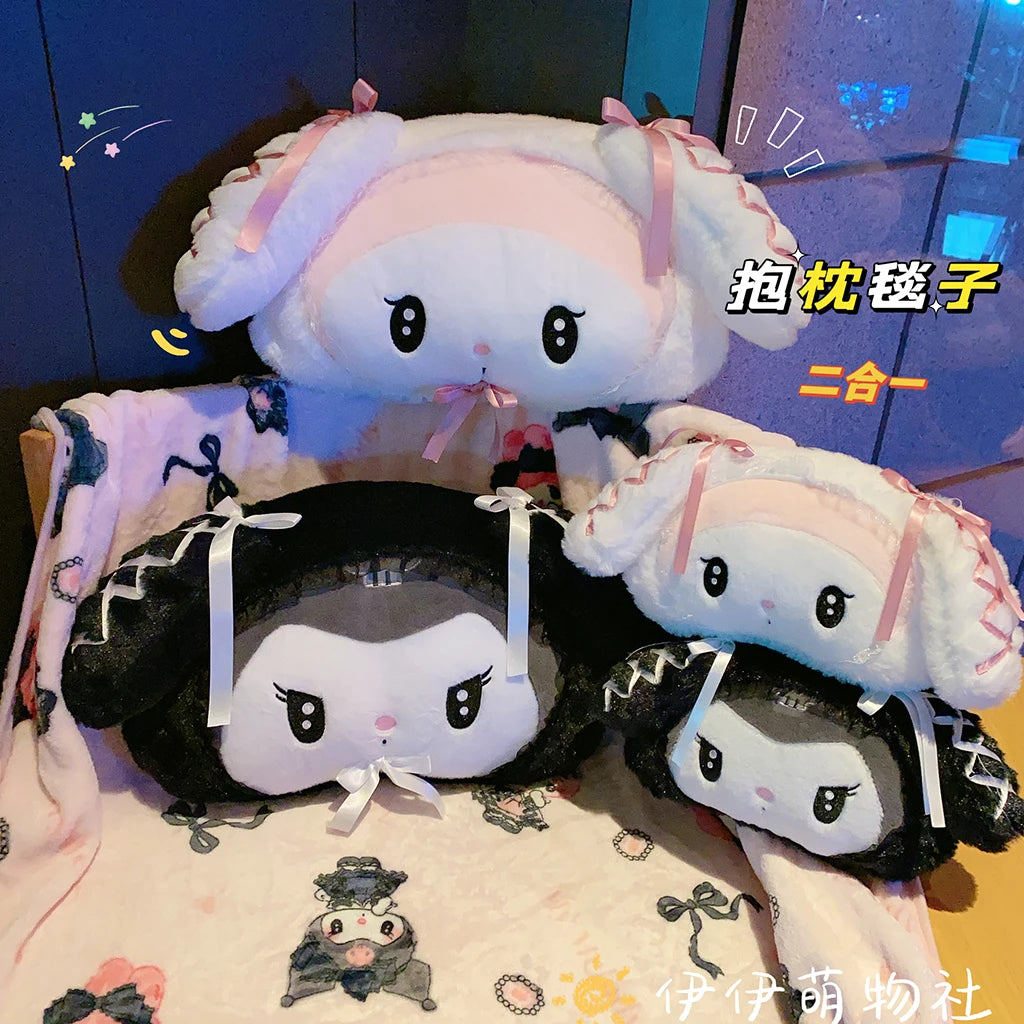 Kawaii Sanrio Lolita Pillow Blanket My Melody Car Pillow Kuromi Seat Belt Cover Stuffed Anime Cuddly Plushies Hello Kitty Toy