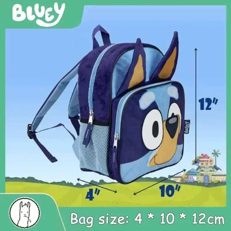 Bluey Dog Backpack Blue Plush Simple Oxford Cloth Schoolbag Pocket Early Education Bingo Dog Schoolbag Children Christmas Gift