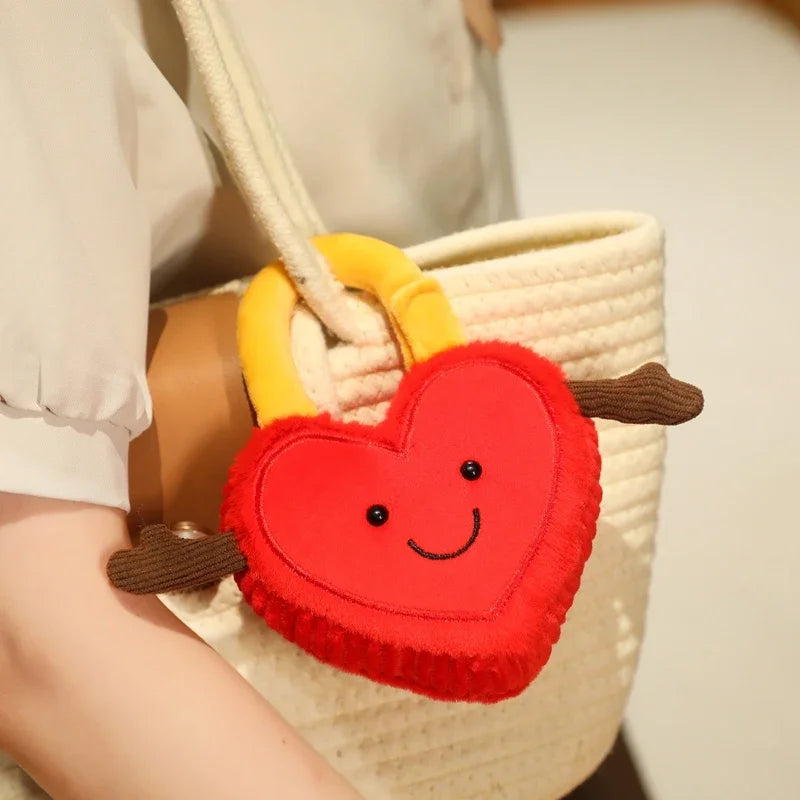 Creative Plush Toys Cute Concentric Lock Red Heart Pendants Dolls Birthday Gifts For Close Friend Wedding Gifts