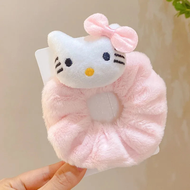 2024 New Sanrio Plush Hair Band Toy Cute Kuromi Hello Kitty Cinnamoroll My Melody Pompom Purin Headdress Kid Girl Birthday Gifts