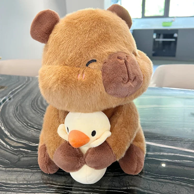 Capybara with Duck Plush Doll Cute Anime Fluffty Toy Kawaii Plushie Happy Birthday Doll Gift for Girl Friend Soft Stuffed Animal