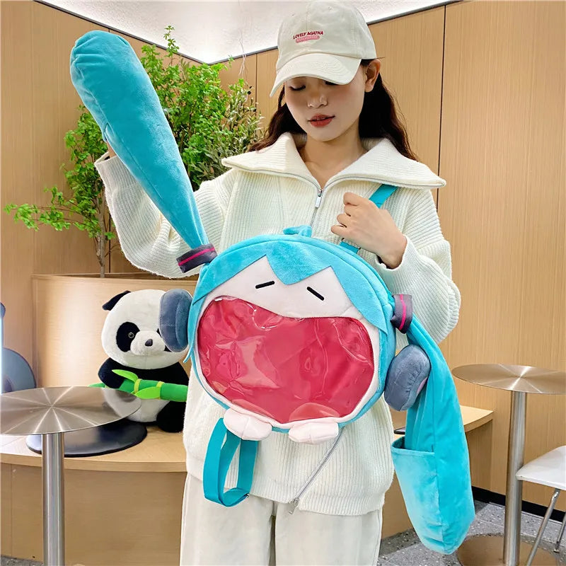 Hatsune Miku Animation Peripheral Plush Backpack Toys Cute Birthday Gift Plush Series Student Supplies Wholesale Holiday Present