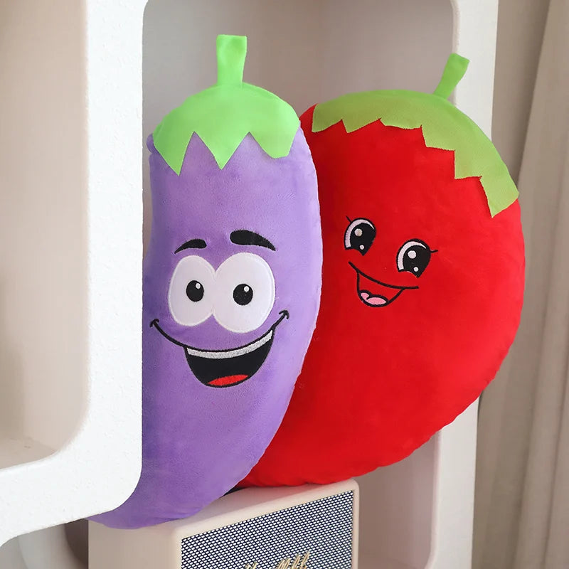 Simulation Big Eyes Garlic Chili Eggplant Plush Vegetables Toy  Soft Stuffed Plushie Doll Pillow Baby Kids Gift Decoration