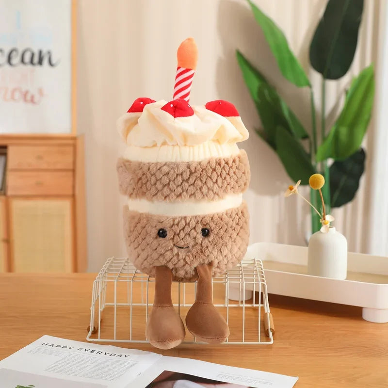 Hot Sale Simulation Cake Plush Wedding Cake Toys Stuffed Cute Ice Cream Snack Decoration Birthday Party Gift for Kid