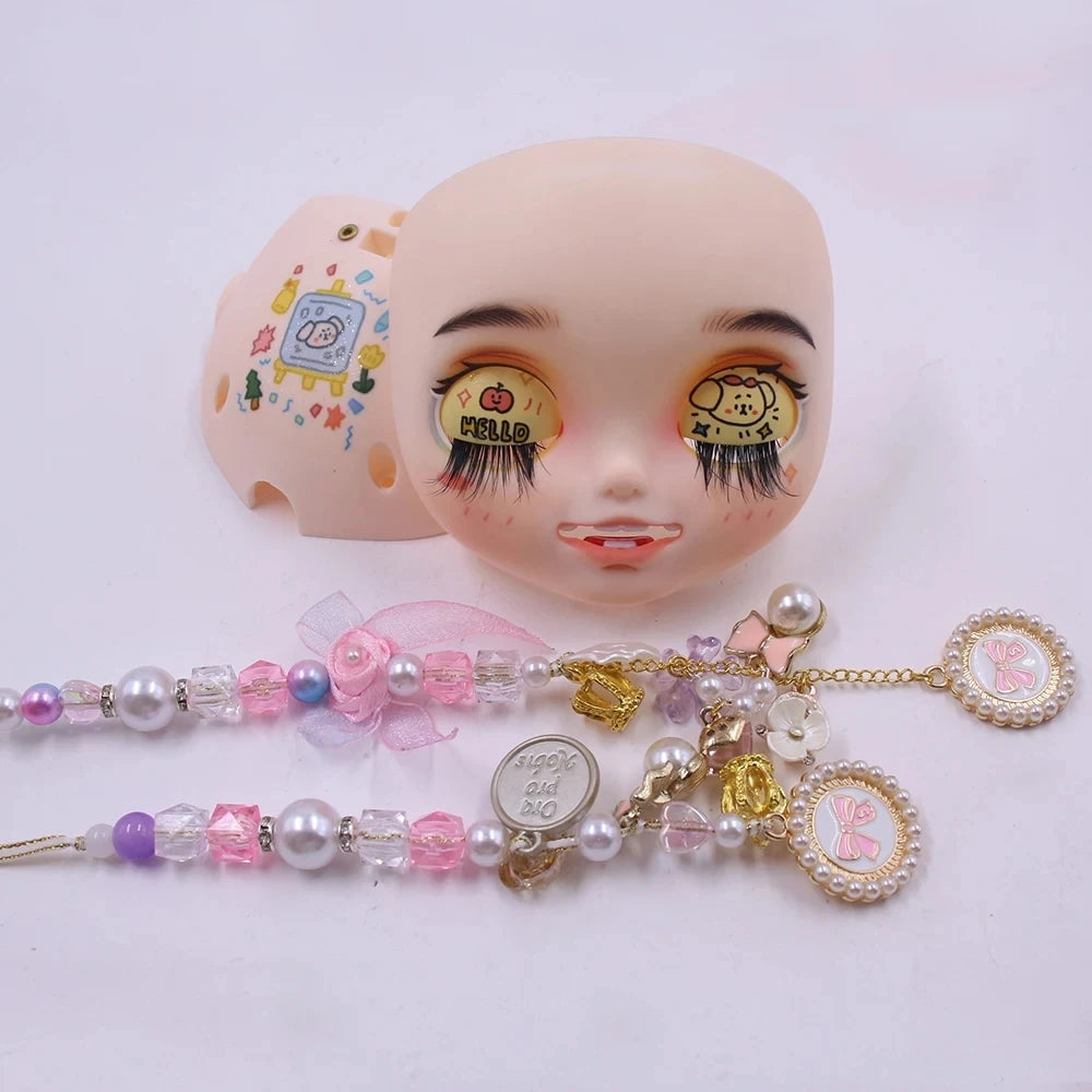 Blyth1/6 doll Hand-painted shell DIY frosted face lip carving eyebrows handmade Ears