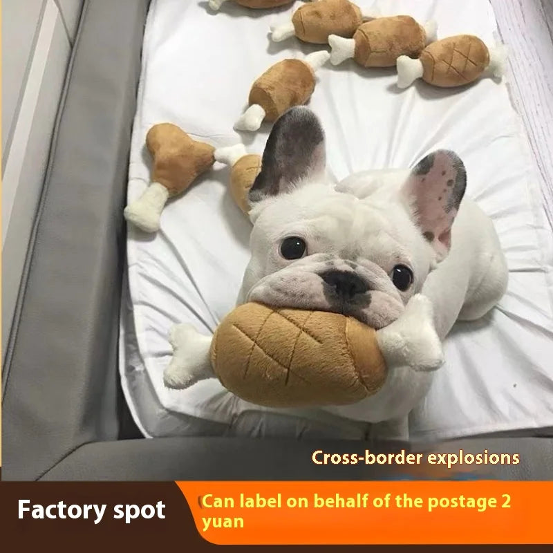 Dog Soothing Toy, Pet Plush Toy, Teddy Fighting Cat, Pet, Bite Resistant, Teeth Grinding, Sound making Chicken Leg Toy