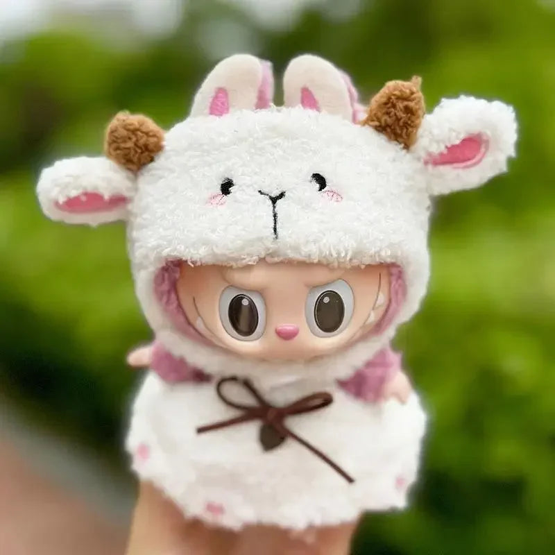 clothes only for 17cm labubu Clothing Accessories Doll Little Sheep Overalls set