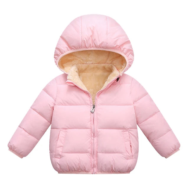 Baby Children Coats Winter Thick Jackets For Boys Warm Plush Thicken Outerwear For Girls Fur Hooded Jacket Kids Clothes Snowsuit