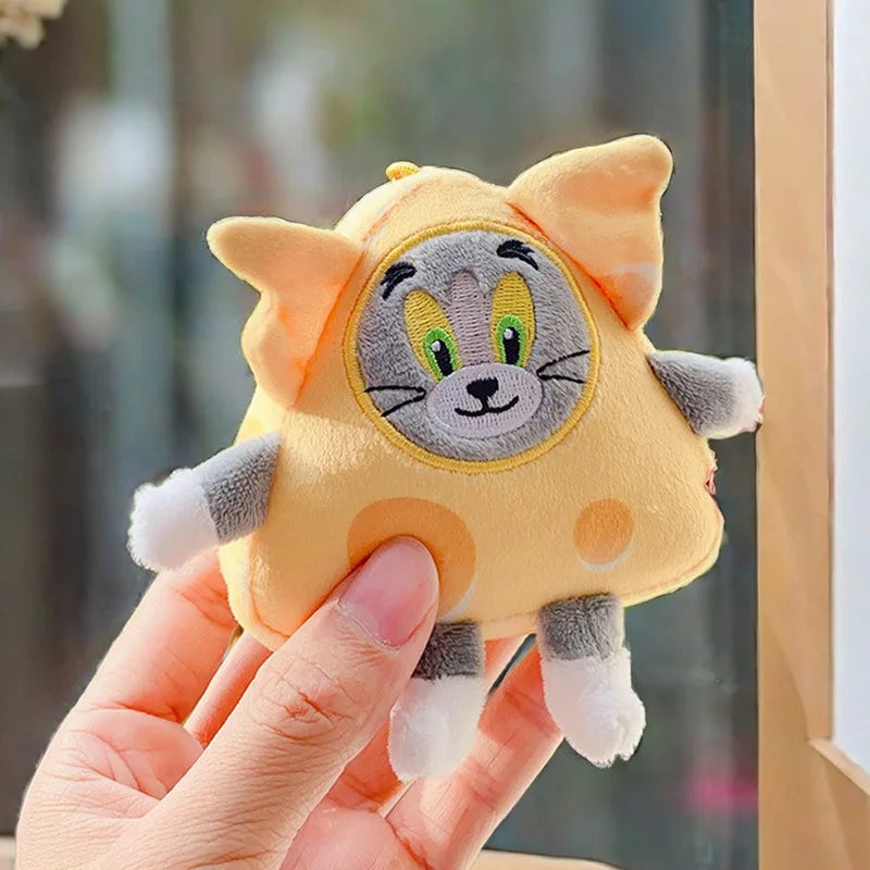 Cartoon Tom And Jerry Plush Key Ring Childhood Classics Anime Figure Cheese Cat Pendant Stuffed Keychain Soft Doll Toys Kid Gift