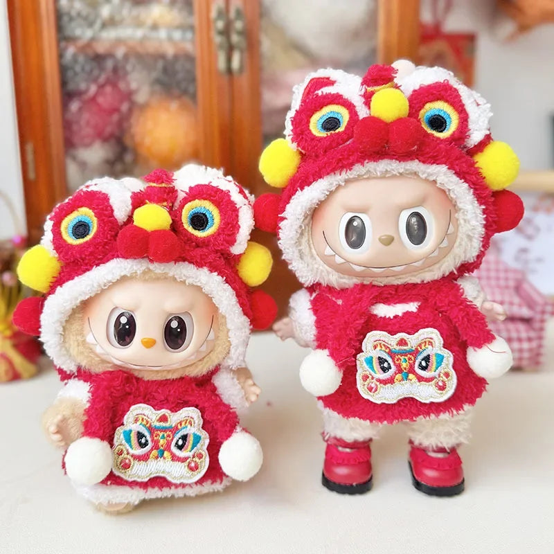 Mini Doll'S Clothes Outfit Accessories For 15-17cm Labubu Idol pendant New Year's Eve Lion and New Year's baby Clothing Gift