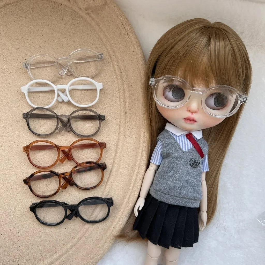 For Blythe labubu Ob22/Ob24 Doll Glasses 20cm 15cm Cotton Doll Star Doll Transparent Glasses Accessories