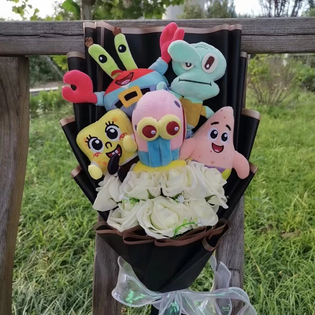 Anime Spongebob Squarepants Patrick Star Squidward Eugene H. Krabs  Plush Bouquet Christmas and Valentine's Day Gifts