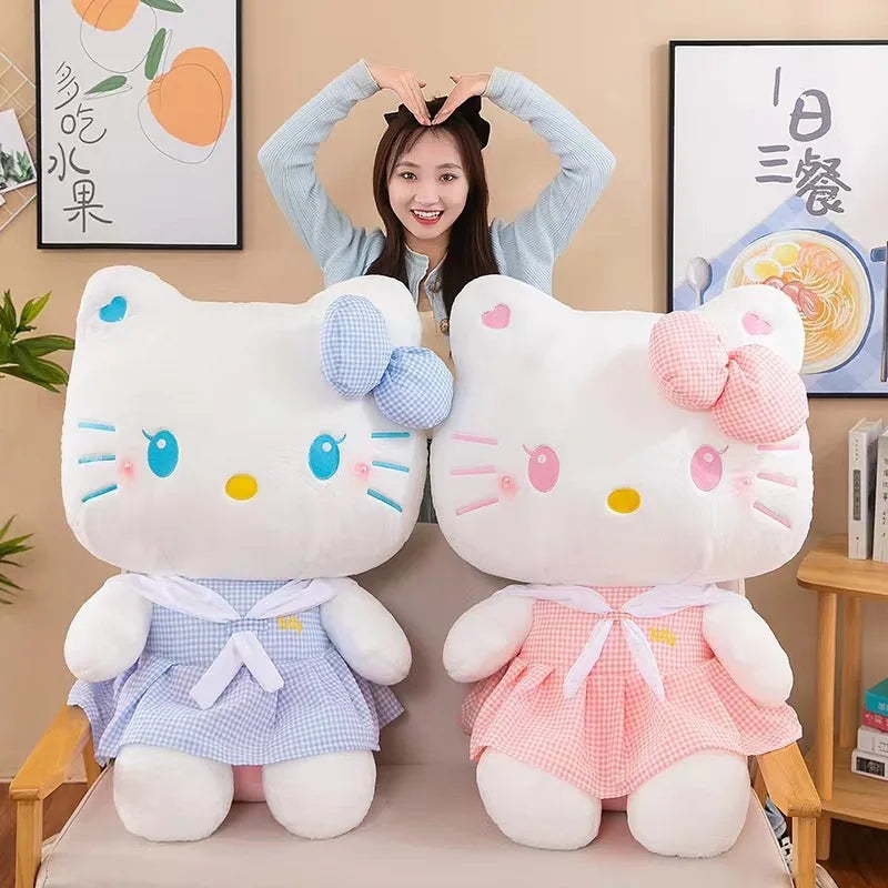 55cm Big Size Sanrio Skirt Hello Kitty Filled Soft Plush Doll Cartoon Plushies Children's Cloth Doll 2024 New Children's Gift