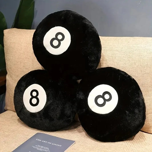 1pc Black 8 Billiard Pillow Plush Toy Black Pillow Cushion Sofa CushionTatami Cushion For Halloween Decor Christmas Gift