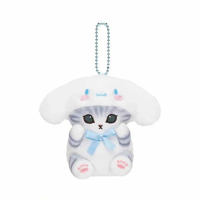 12CM Kawaii Mofusand Cross-Dressing Sanrio Hello Kitty Kuromi Hanyodon Plush keychain pendant Anime plush doll backpack pendant