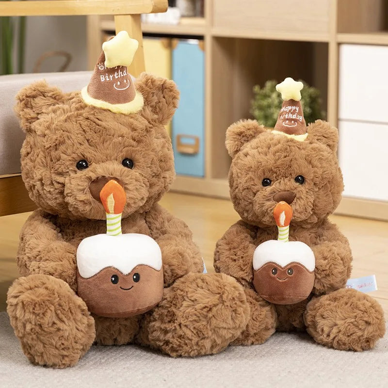 Cake Brown Bear Plush Toy Cute Stuffed Animal Toy Children Kids Doll Plush Soothing Cartoon Pillow Lovely Birthday Surprise Gift