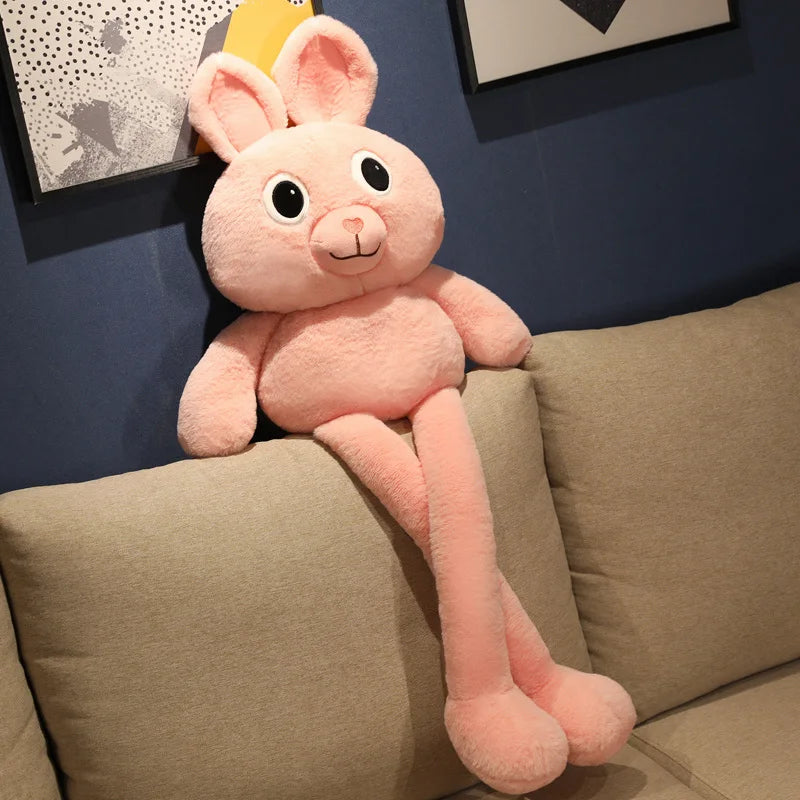 80/100cm New Creative Pull Ear Rabbit Anime Rabbit Plush Toy Pink Rabbit Doll Adjustable Length Long Ear Rabbit Birthday Gift