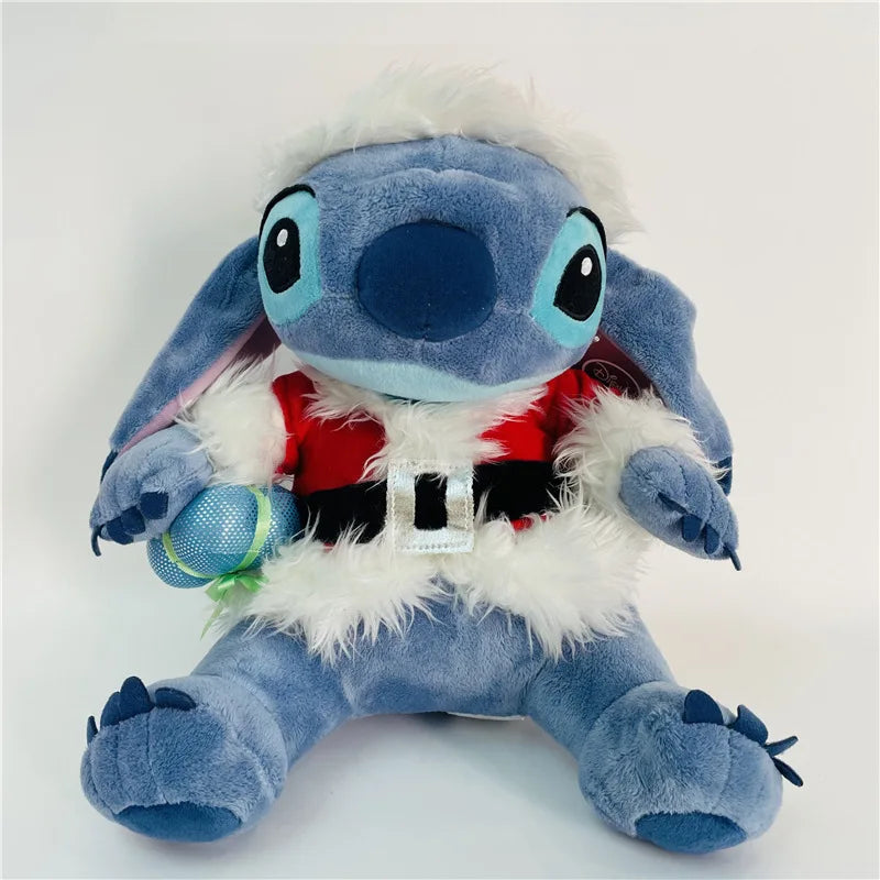 28cm Disney Stitch Cos Santa Claus Cartoon Kawaii Plush Doll Toys Soft Stuffed Throw Pillow Back Cushion Kids Christmas Gifts