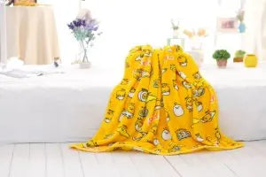 Queen Size Egg Yolk Plush Blanket Anime Peripheral Flannel Quilt Kawaii Home Decor Soft Nap Quilt Sofa Cushion Gift for Girl