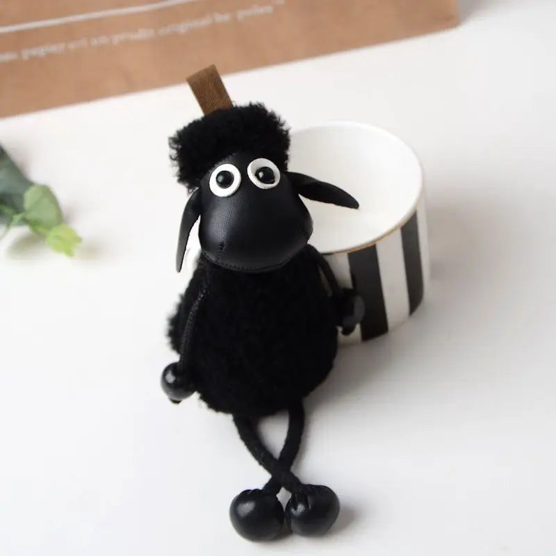 Cute and Creative Lamb Plush Toy Car Pendant Simulation Lamb Keychain Bag Small Pendant Gift for New Year's Gift to Friends