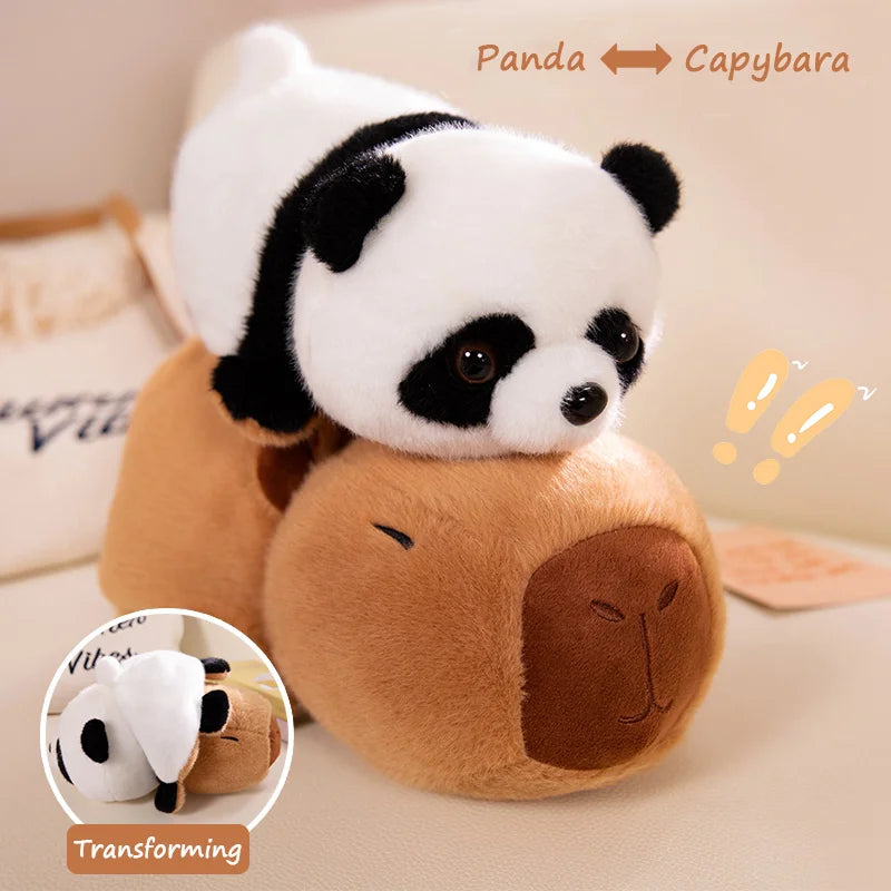 TreasuringU Flip Panda Plush Toy Double-Sided Flip Capybara Toys Red Panda Fluffy Dolls Soft Animals Plushie Kids Birthday Gifts