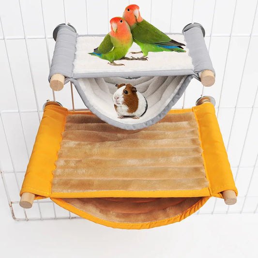 Parrot hammock, hamster nest, double-layer warm hanging nest, detachable and washable hanging peony bird shelter