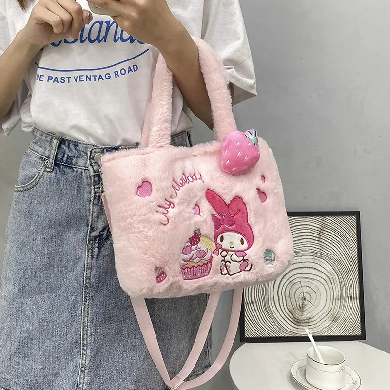 Sanrio Hello Kitty Handbag Kuromi Cinnamoroll Single Shoulder Cross body Bag Plush Backpack Cute Girl Gift Movie Peripherals